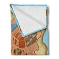 thumbnail image 2 of Island Map Soft Flannel Fleece Throw Blanket, Treasure of Tropical Beach Chest Key World Theme Print, Cozy Plush for Indoor and Outdoor Use, 50" x 60", Cream Pink Blue, by Ambesonne, 2 of 5