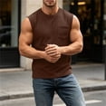 thumbnail image 7 of OGLCCG Tank Tops Men Muscle Athletic Sleeveless Shirt Casual Summer Loose Fit Crewneck Active Tank Top with Pocket,Coffee, 7 of 7
