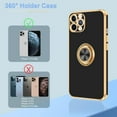 thumbnail image 6 of iPhone 11 Pro Max Case,iPhone 11 Pro Max Case with Ring Stand, 360° Rotatable Ring Holder Magnetic Kickstand Gold Edge Slim Soft TPU Shockproof Protective Cover Case for Women Men,Black, 6 of 14