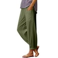thumbnail image 2 of Delayuji Womens Cotton Linen Pants Summer High Waisted Wide Leg Long Pant Trousers With Pocket Casual Loose Pants, 2 of 7