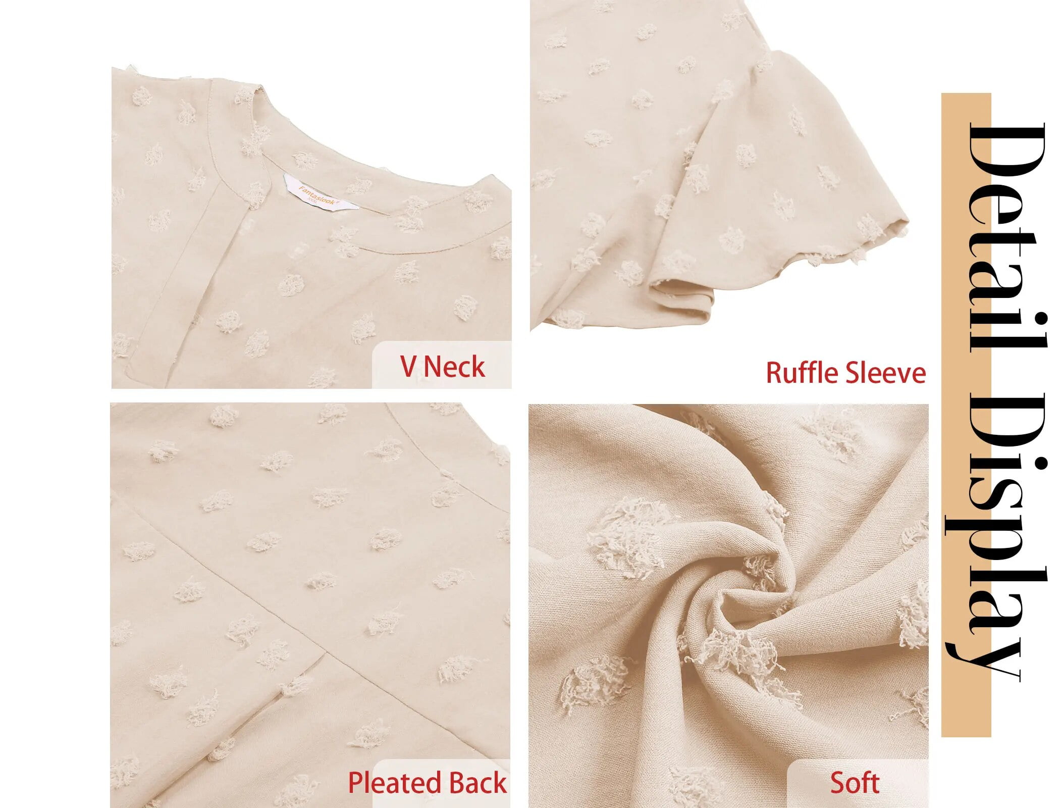 Fantaslook Blouses for Women Dressy V Neck Ruffle Sleeve Summer Tops Casual Flowy Shirts