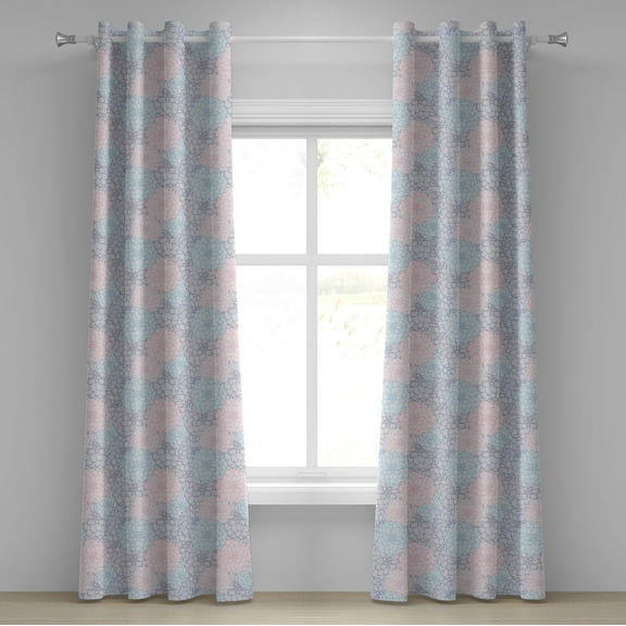 Ambesonne Dahlia Grommet Curtain, Hand Drawn Pale Blooms, 50" x 108", Sea Green Rose Taupe