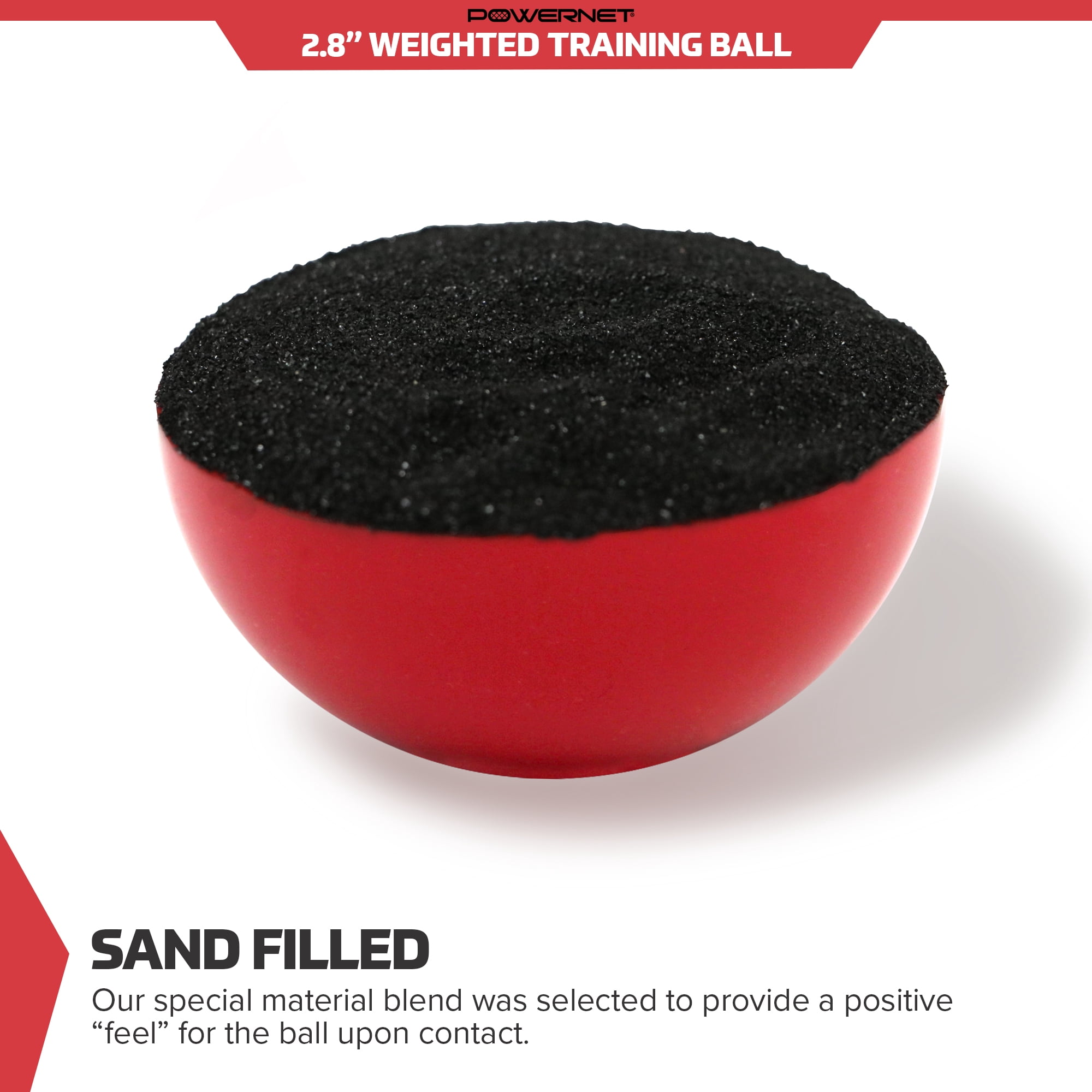 PowerNet 2.8" Weighted Hitting and Batting Training Ball (6 pack) 16 Oz - Red
