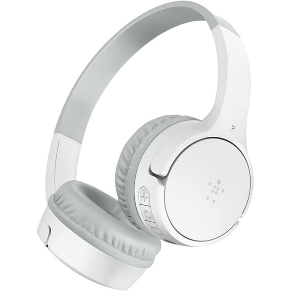 Belkin SoundForm Mini - Wireless Bluetooth Headphones for Kids with 30H Battery Life, 85dB Safe Volume Limit, Built-in Microphone - Kids On-Ear Earphones for iPhone, iPad, Fire Tablet & More - White
