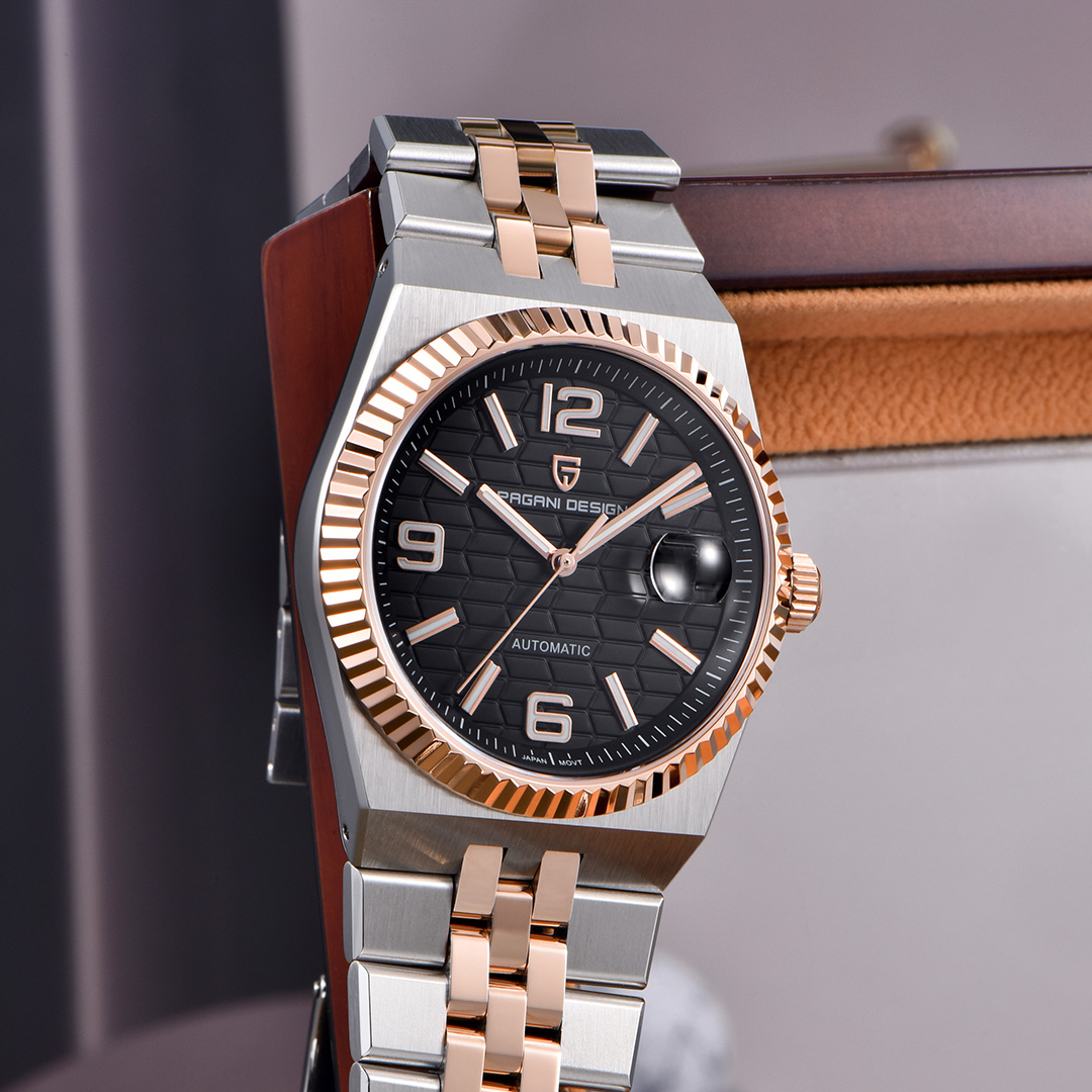Pagani Design New Men's Automatic Watch Stainless Steel Mechanical Waterproof Wrist Watch for Men, Synthetic Sapphire Dial Glass PD-YS027