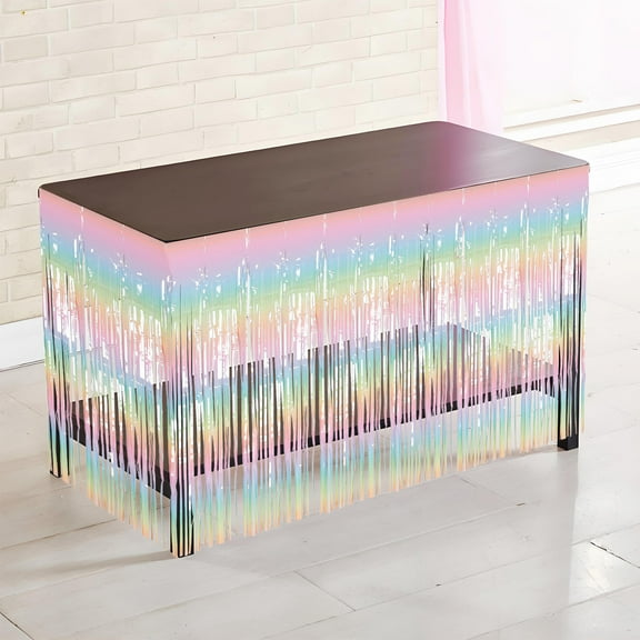 NICEXMAS Multicolor Gradient Table Skirt for Party Decoration Soft Comfortable Fabric