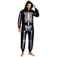 thumbnail image 2 of TBKOMH Matching Halloween Pajamas Family Skeleton Costume Zip Up Hooded Jumpsuit Long Sleeve One Piece Loungewear for Couples Adults Spooky Party Outfit, 2 of 5