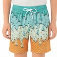 thumbnail image 3 of IWRICH Ice Cream Shorts for Kids Loose Fit Elastic Waist Summer Beach Shorts Straight Wide Leg Drawstring Pool Fashion Clothes,Size 2-14 Years 03-Blue 100, 3 of 3