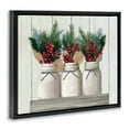 thumbnail image 3 of Stupell Industries White Country Jars with Christmas Berry Bouquets Jet Black Framed Floating Canvas Wall Art, 16x20, by Ziwei Li, 3 of 5