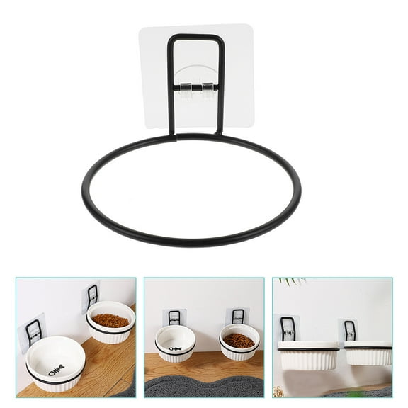 LOLIPPYY Wall Mounted Pet Feeding Bowl Rack for Cats and Dogs Made of Durable Plastic Black Color Fits Most Bowls 7.8x5.9 Inches