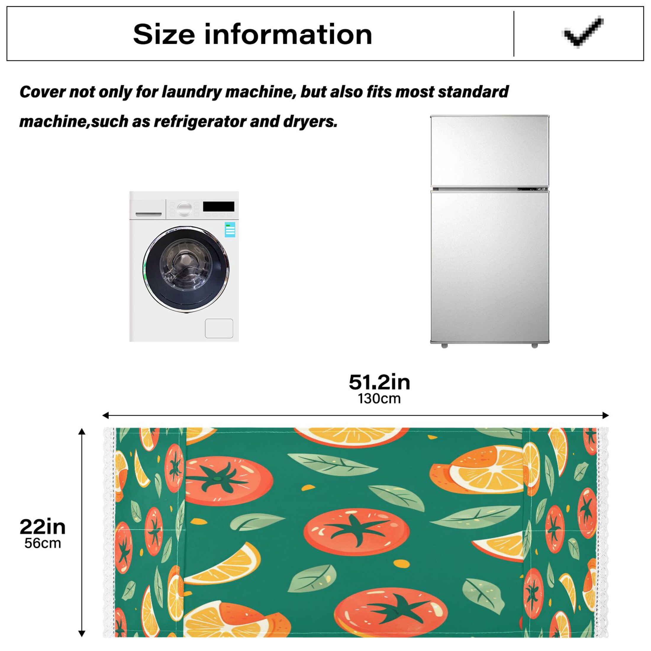 WOBOGO Tomato Orange Pattern Washing Machine Cloth Dryer Refrigerator Top Cover Protective Non-Slip Mat For Kitchen Laundry