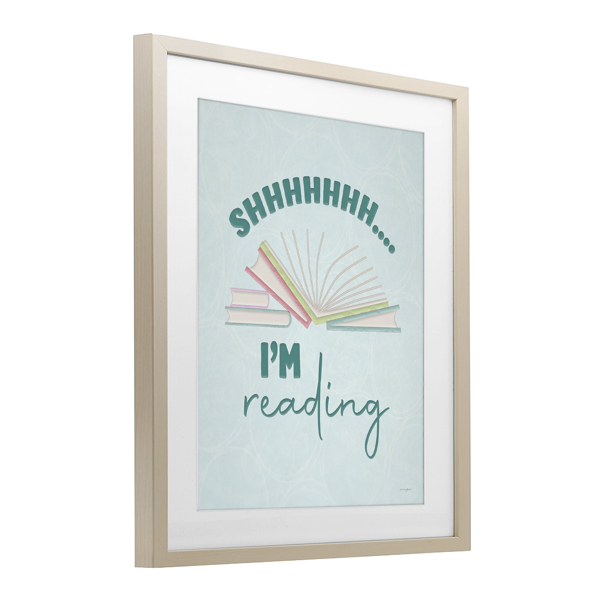 Stupell Industries Shhh I'm Reading Birch Framed Print Under Glass, design by Seven Trees Design