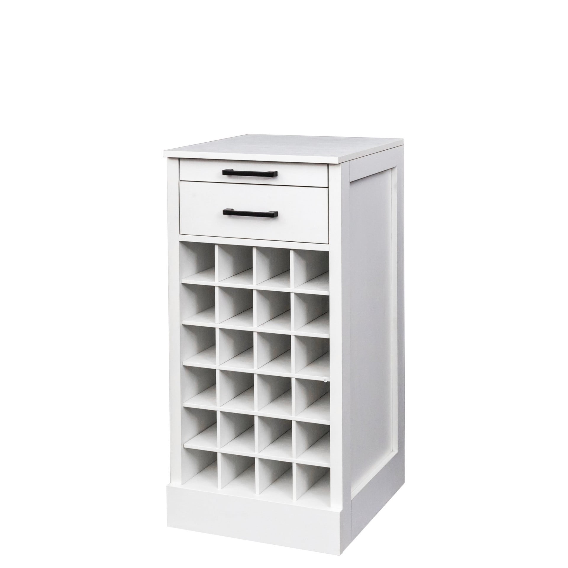 Wine Bar Cabinet 24 Bottle Storage Rack, Freestanding Buffet Cabinet Modular Wine Storage Organizer for Kitchen Dining Room, White