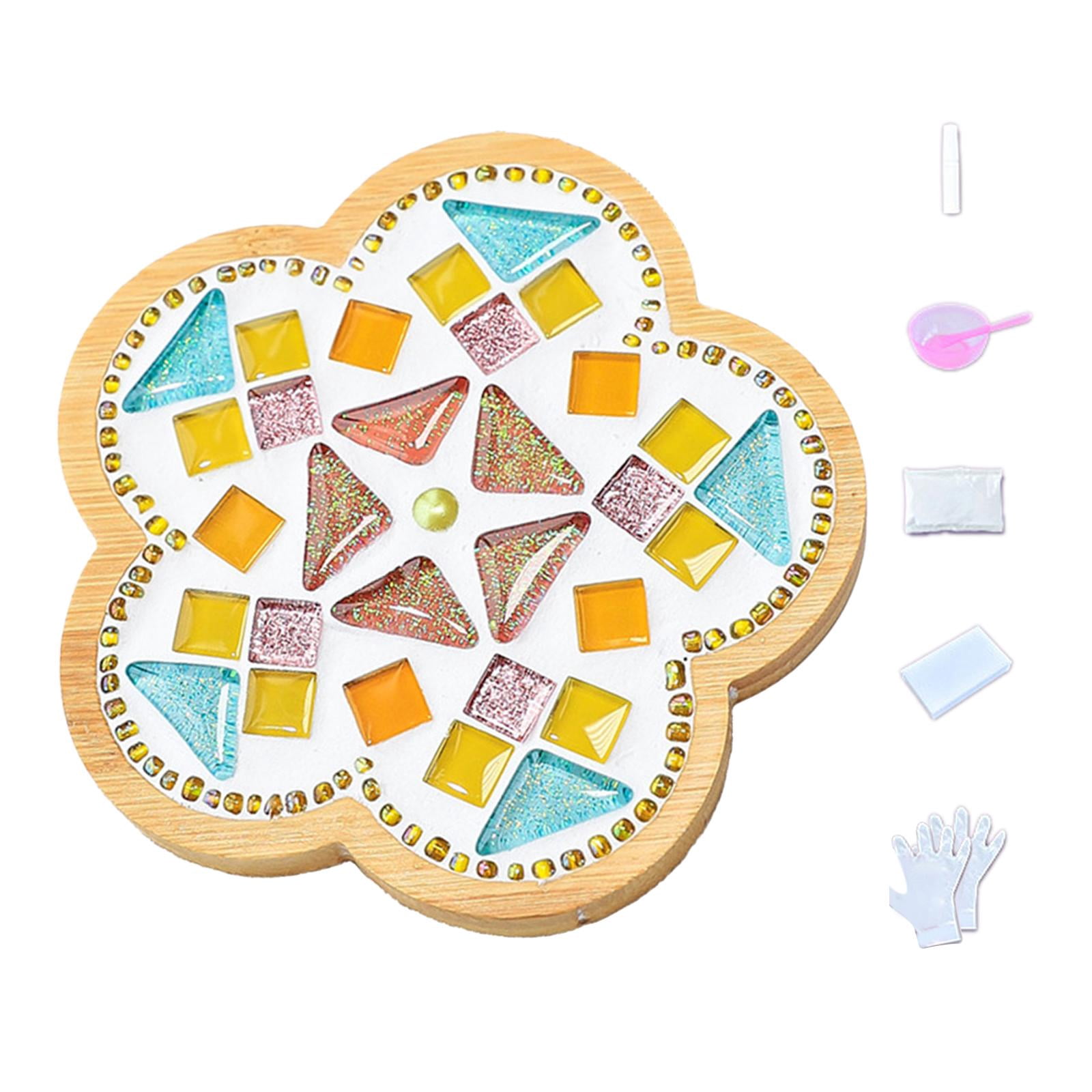 DIY Mosaic Coaster Holiday Gift Place Mat Cup Holder Children's Educational Toys Glass Mosaic Tiles for Home Ornament Dining Table H