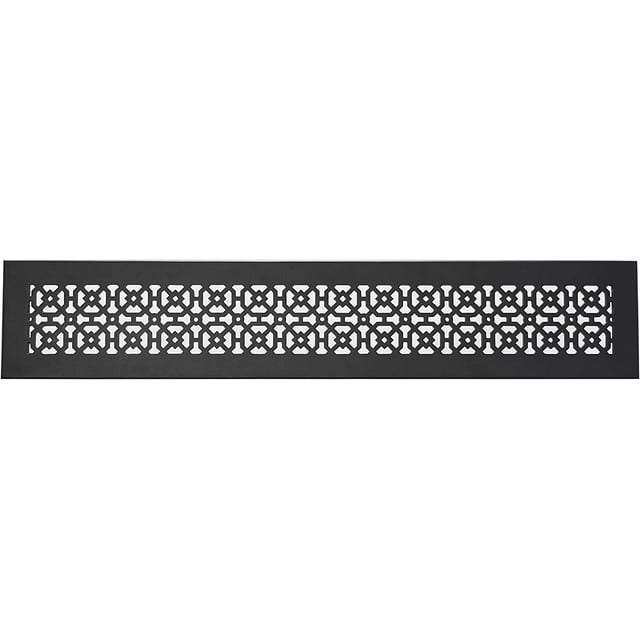 Achtek 4"x 30" Duct Opening Solid Cast Aluminum Air Return Grill Vent Cover | Powder Coated| (Overall 5"x 26") for Floor-Black Without Screw Holes
