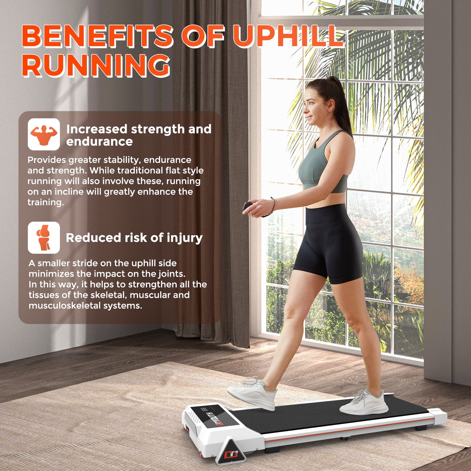 GOYOUTH Incline Mini Walking Pad, Portable Under Desk Treadmill, Installation-Free, 265 lbs Capacity