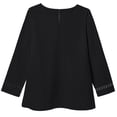 thumbnail image 5 of Women's 3/4 Sleeve Tops Dressy Casual Pleated Crew Neck Business Work Blouses Office Shirts,Black,L, 5 of 9