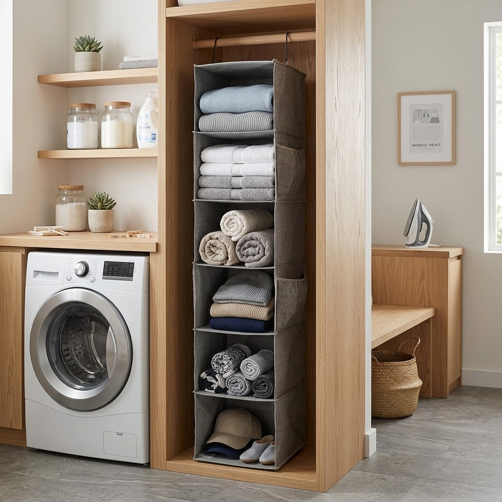 Better Homes & Gardens Hanging Closet Organizer, 6 Shelves, Gray photo 8