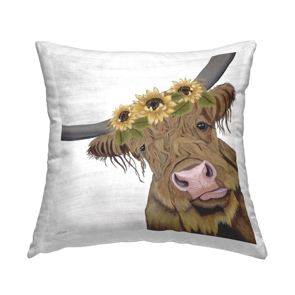 Stupell Industries Farm Cattle Sunflower Blooms Printed Throw Pillow Design by Ashley Justice