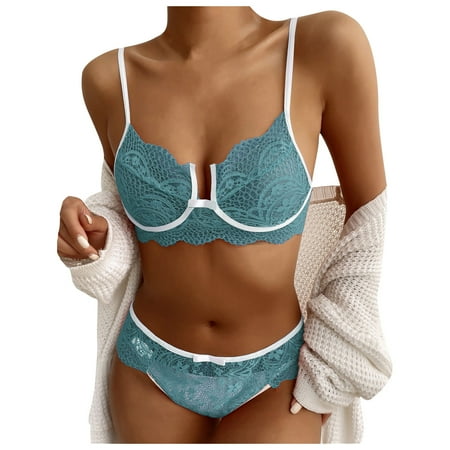 AnuirheiH Women Lingerie Sets Plus Size Lingerie Corset Lace Floral Bralette Bra Two Piece Underwear On Sale