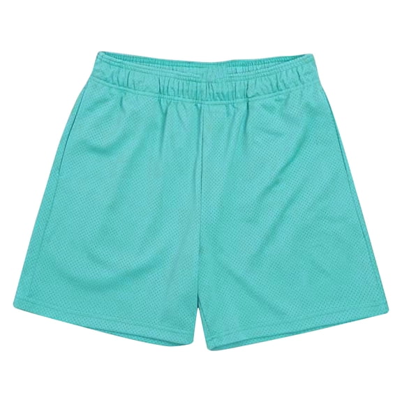 Vhkiploz Swimming Trunk for Men's Solid Color Mesh Breathable Sports Cropped Shorts Casual Training Active Workout Vacation Beach Pants with Pockets Blue 2XL