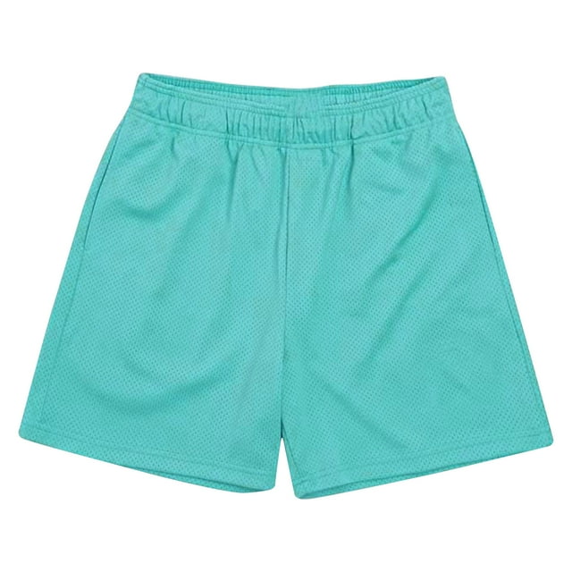 Dagugfen Shorts for Men Mesh Elastic Waist Lightweight Breathable Workout Running Gym Shorts Solid Color