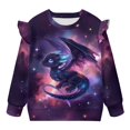 thumbnail image 4 of Uorisanigo Galaxy Dragon Toddler Sweatshirt Crewneck Pullover Tops Novelty Ruffle Shoulder Sweatshirt for Girls Fall Winter Spring Clothes Sweater Hoodies, 4 of 7