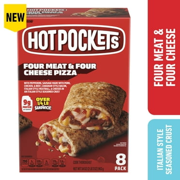 Hot Pockets Four Meat, Four Cheese Pizza Sandwich Snacks, 34 oz, 8 Pack (Frozen)