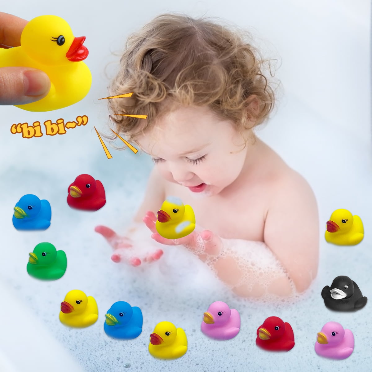 Tcwhniev 100 Pcs Rubber Ducks,Assorted Ducks Toy for Kids, Sensory Play, Stress Relief, Baby Bath Toy Rubber Duck for Shower Birthday Summer Beach Pool Activity Party Favors Gift