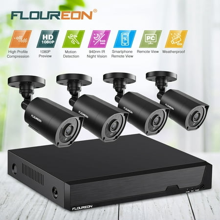 8CH Home Security Camera System, 5 IN 1 1080N Video DVR Recorder 4X HD 3000TVL 1080P Invisible IR Night Vision CCTV Cameras, Remote Access Surveillance Camera for Home