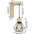 thumbnail image 2 of KAYYELAMP 9.8Feet Plug in Button Cord Adjustable Black Metal Cage Wood Wall Sconce Retro Design for Loft Living Room Bedroom Farmhouse, 2 of 5