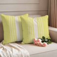 thumbnail image 2 of Yellow Beige Striped Outdoor Waterproof Pillow Covers, Modern Farmhouse Retro Lines Decorative Square Throw Pillowcase Sofa Cushion Sham for Patio/Couch/Chair, 16"x16" 2 Pack, 2 of 8