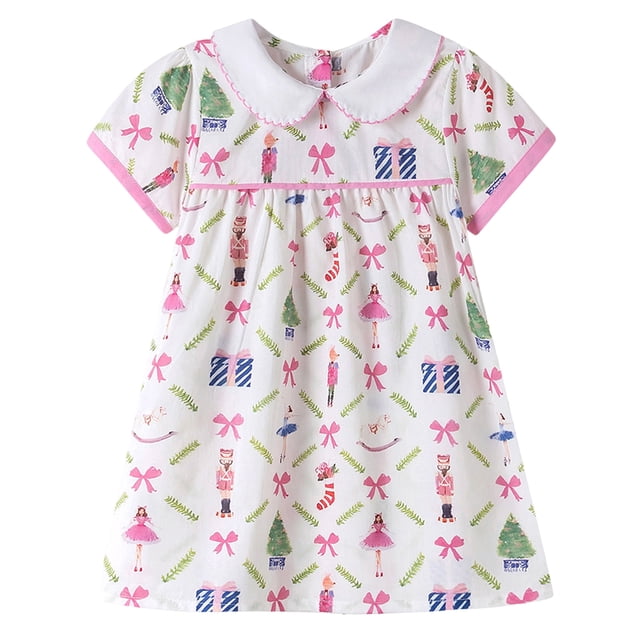 Zshosam Robe Tout-Petit Fille Tout-Petit Robe Bébé Fille Vêtements de Rentrée Manches Courtes Robes Smockées Taille 1T 2T,(Blanc 1-2 Ans)