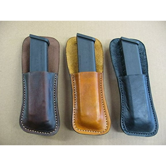 Azula Leather Clip On OWB Belt Extended Magazine Mag Pouch for Glock 40 22 Round / 9mm 24 Round - Dark Brown