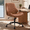 Brown, variant on FASTES Leather Office Chair, Armless Office Desk Chair Mid Back Modern Chair with Wheels for Home Office, Gray