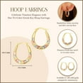 thumbnail image 3 of 14K Tri Color Gold Greek Key Hoop Earrings, 3 of 3
