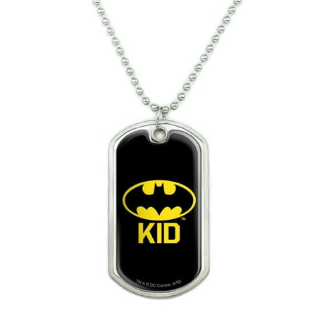 Batman Bat Kid Shield Logo Military Dog Tag Pendant Necklace with Chain