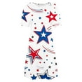 thumbnail image 4 of Womens American Flag Dress 4Th of July Patriotic Shirt Elastic High Waist Mid Dress Round Neck Short Sleeve Sundress Usa Flag Star Printed Dresses Summer Beach Vacation Sun-Dress, 4 of 5