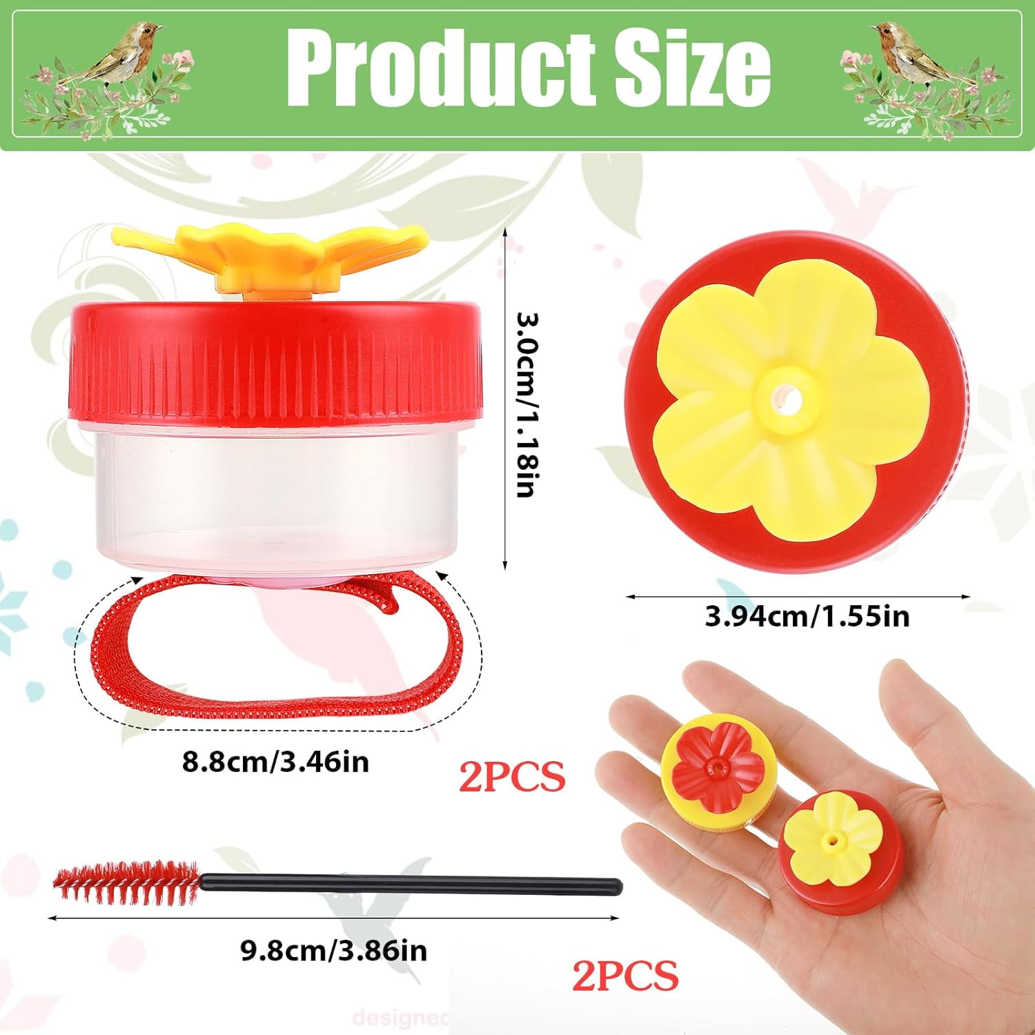 Zaoz 2 Pack Hummingbird Hand Feeder Flower Handheld Hummingbird Feeders Mini Hummingbird Feeder Ring Style Hummingbird Ring Feeder for Outdoors Hand Feeding Tools A418