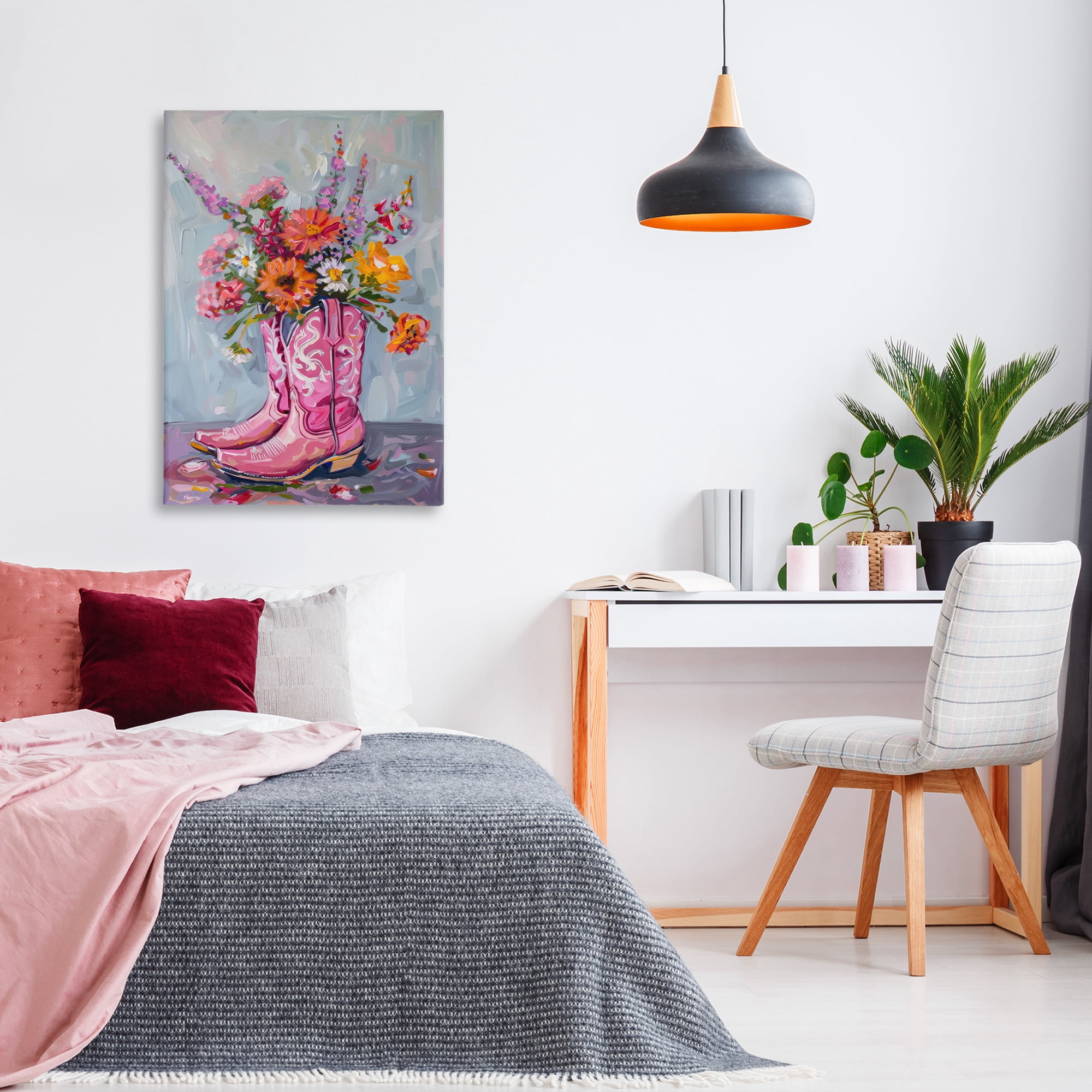 Stupell Industries Floral Cowboy Boots Plants & Flowers Painting Wrapped Canvas Art Print Wall Art, 24 x 36