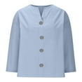 thumbnail image 4 of Linen Shirts for Women 2025 Summer Oversized Rolled Cuffed Button Down Blouse Casual Short Sleeve Solid Color Tops, Limited Time Under 10 Dollars, 4 of 6