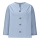 thumbnail image 4 of Vestidos Casuales Para Mujer, Blusas De Mujer De Moda Blusa holgada de lino con cuello en V, manga tres cuartos y botones decorativos para mujer., 4 of 6
