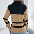 thumbnail image 4 of Daiosportswear Women's Turtleneck Sweater Fall Winter Chunky Knitted Pullover High Low Hem Trendy Basic Jumper Top Khaki, 4 of 8
