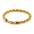 thumbnail image 3 of Gold Stainless Steel Rope Chain Bracelet Women Mens Twist Chain 18K Gold Plated, 3 of 9