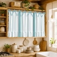 thumbnail image 2 of Green Simple Lines Oven Skirt for Farmhouse Kitchen Décor, Modern Minimalist Stripes Pattern Oven Curtain Tie Top Decorative Stove Skirt, Cabinet Dish Washer Curtains with 8 Ribbon Ties 30"x21.5", 2 of 8