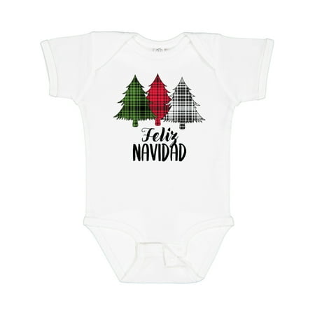 

Inktastic Feliz Navidad Plaid Trees Gift Baby Boy or Baby Girl Bodysuit