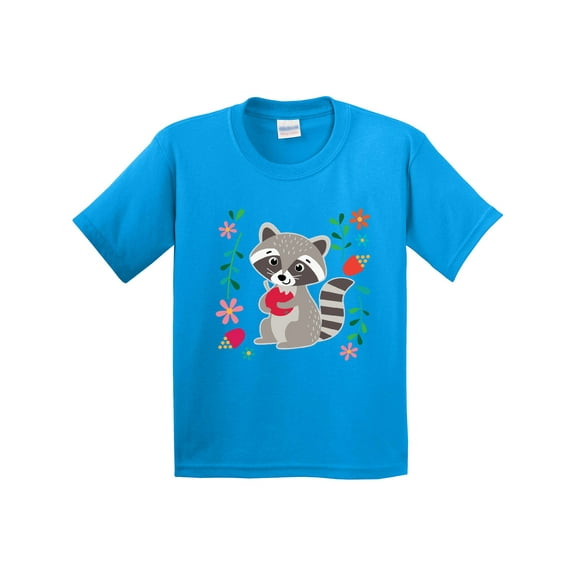 Inktastic Woodland Raccoon Spring Flowers Youth T-Shirt