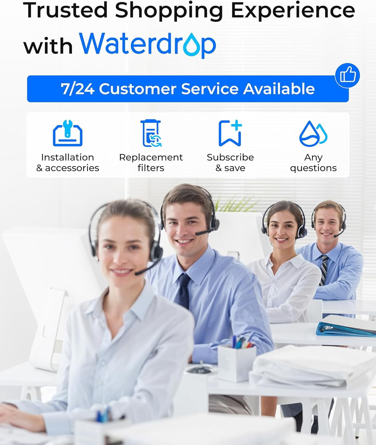 Waterdrop WD-G5P700-RO Filter, Replacement for WD-G5P700 & WD-G5P700A Undersink Reverse Osmosis System, 24-month Lifetime