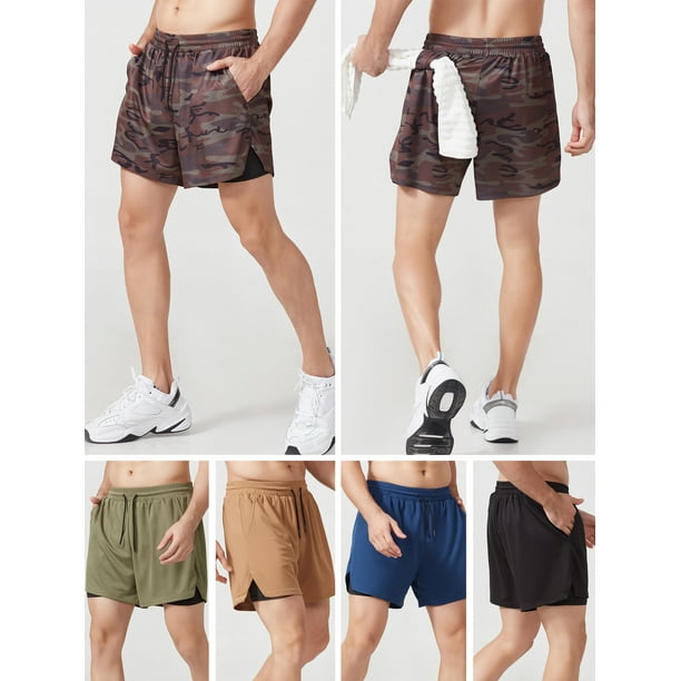 Shorts para hombre Pantalones cortos deportivos para hombre con forro 2 en 1 con bolsillos Trabilla Abanopi Shorts para hombre Walmart en linea