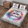 thumbnail image 3 of Watercolor Drip Persian Pop Art Colorful Portrait Artwork Quilt Bedding Set Cat Lover Kitten Owner Gifts 1 Blanket Bed Cover 2 Pillowcases - 01009, 3 of 5